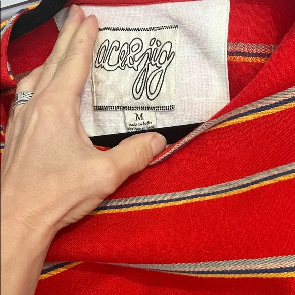 Ace & Jig Vibrant Red Striped Long Sleeve Top - Picture 2 of 5